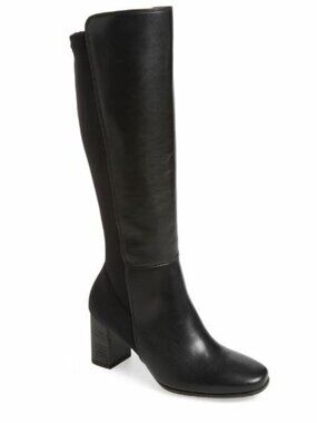 Paul Green Belmont Leather Knee High Black Boots Stretch Sz 7.5 New $499